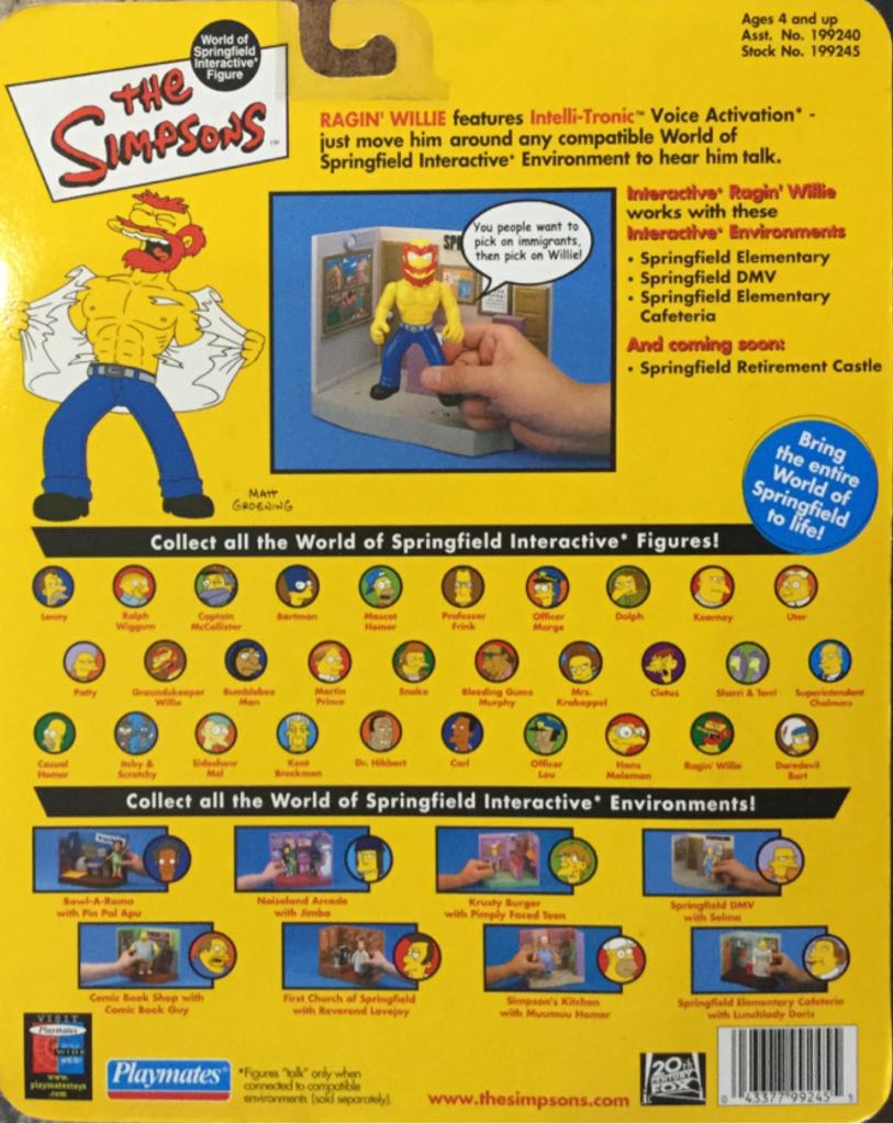 Ragin’ Willie - Playmates (The Simpsons) (World of Springfield: Simpsons) action figure collectible [Barcode 043377992455] - Main Image 2