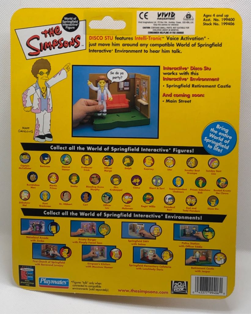 The Simpsons: Disco Stu - Playmates (Simpsons) (The Simpsons) action figure collectible [Barcode 043377994060] - Main Image 2