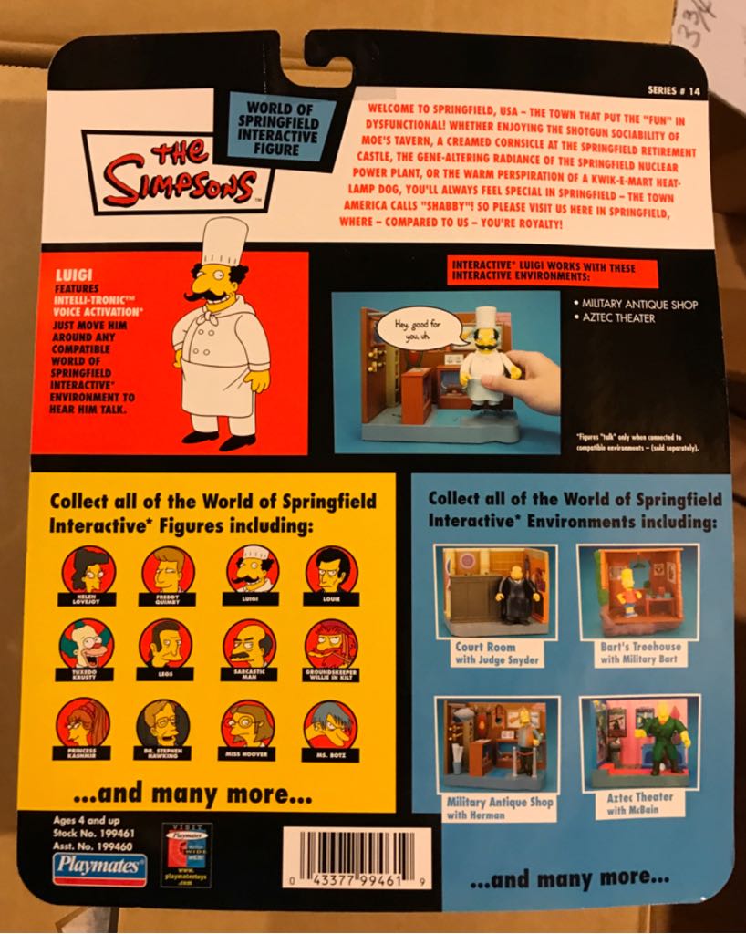 The Simpsons - WOS - Luigi - Playmates (World of Springfield: Simpsons) action figure collectible [Barcode 043377994619] - Main Image 2