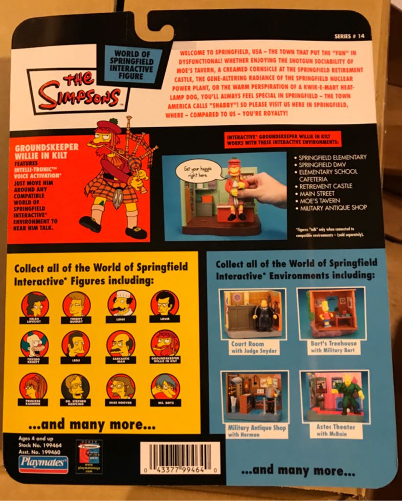 The Simpsons - WOS - Groundskeeper Willie In Kilt - Playmates (World of Springfield: Simpsons) action figure collectible [Barcode 043377994640] - Main Image 2