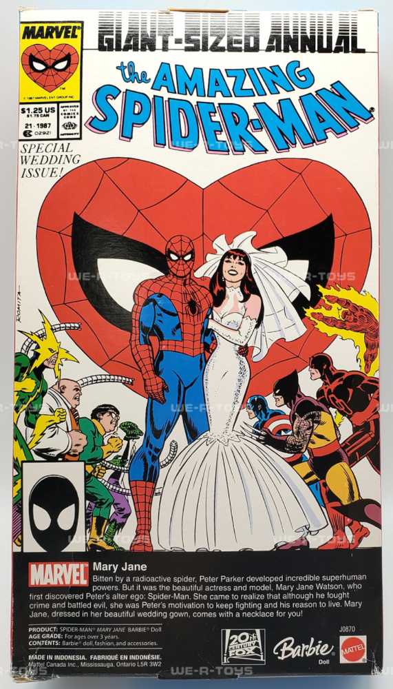 Mattel Barbie Amazing Spider-Man Mary Jane & Spider-Man The Wedding Mary Jane With Necklace  - Mattel (Spiderman) action figure collectible [Barcode 027084292541] - Main Image 3
