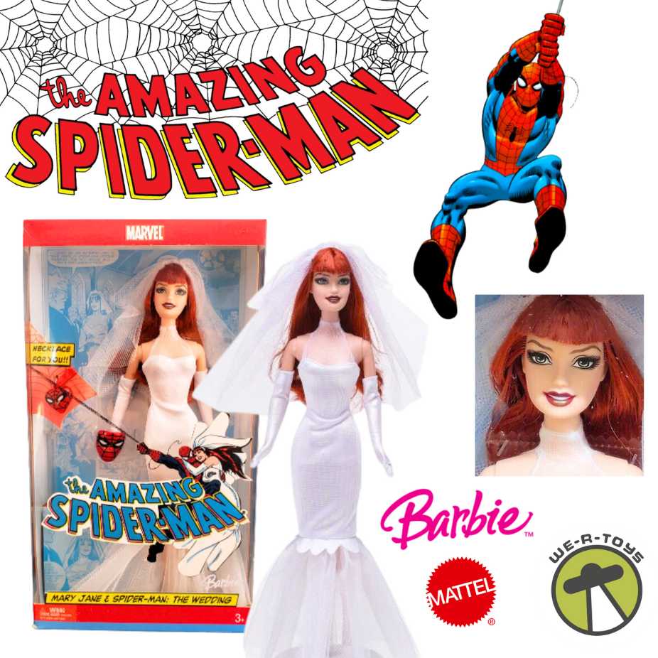 Mattel Barbie Amazing Spider-Man Mary Jane & Spider-Man The Wedding Mary Jane With Necklace  - Mattel (Spiderman) action figure collectible [Barcode 027084292541] - Main Image 4
