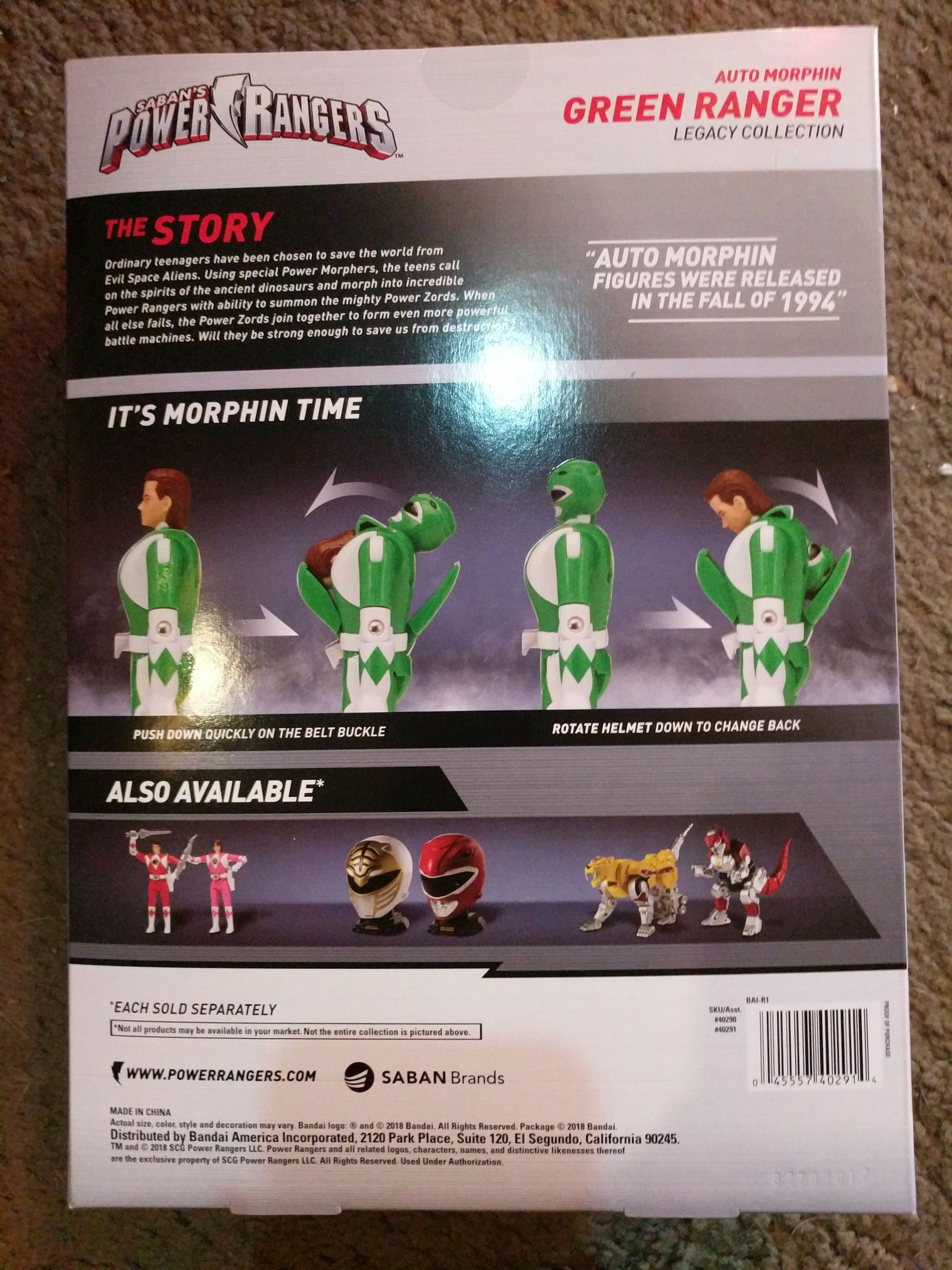 Legacy Auto-Morphin Power Rangers Tommy (Green) - Bandai America (Mighty Morphin Power Rangers) action figure collectible [Barcode 045557402914] - Main Image 2