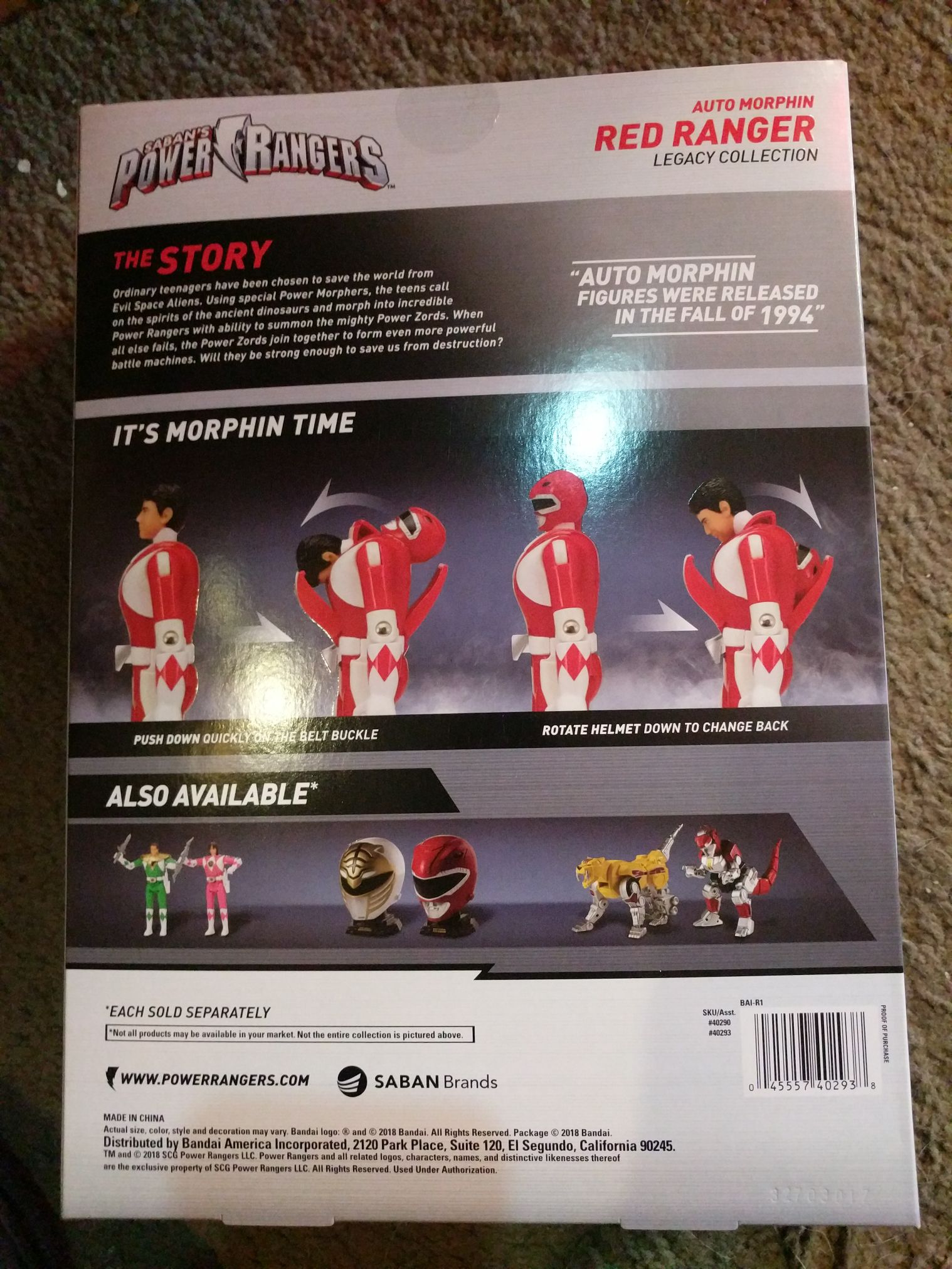 Mighty Morphin Power Rangers Legacy Auto Morphin Red Ranger Jason - Bandai America (Mighty Morphin Power Rangers) action figure collectible [Barcode 045557402938] - Main Image 2