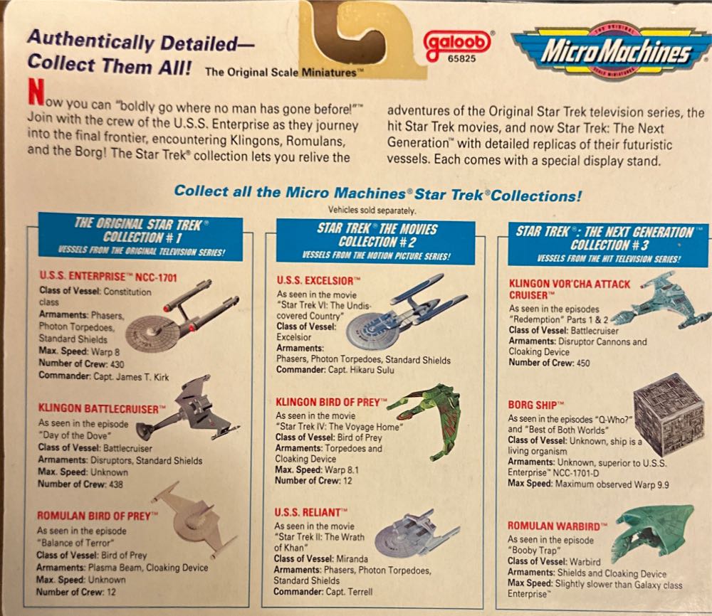 U.S.S. Enterprise NCC-1701, Klingon Battlecruiser, Romulan Bird Of Prey - Galoob (Star Trek) action figure collectible [Barcode 047246658015] - Main Image 2
