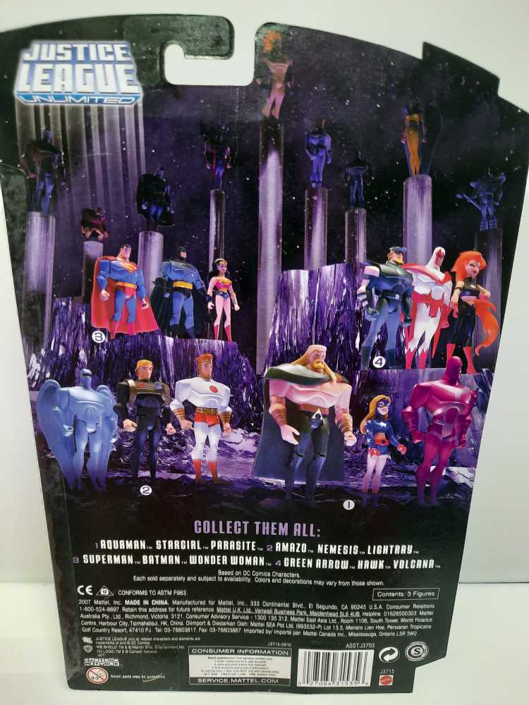 JLU 3 pack Huntress The Atom Batman - Mattel (DC Super Heroes) action figure collectible [Barcode 027084315356] - Main Image 2