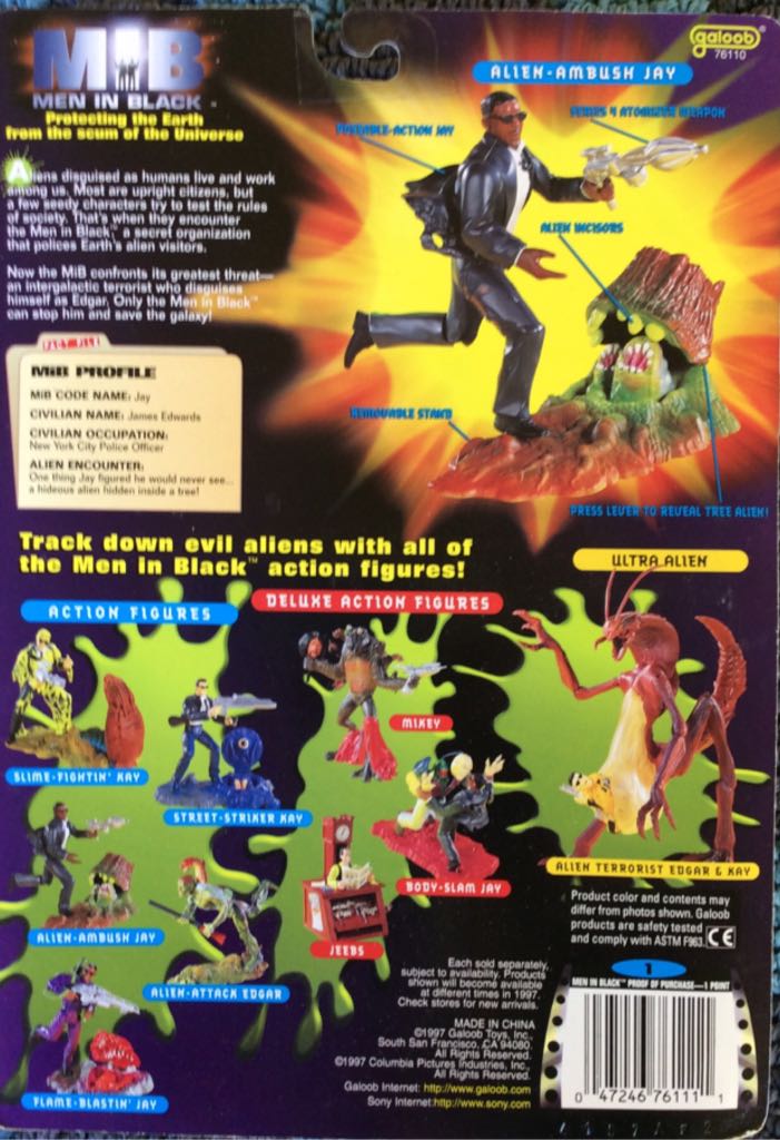 Alien-Ambush Jay Vs. Tree Trunk Alien - Galoob (Men In Black) action figure collectible [Barcode 047246761111] - Main Image 2