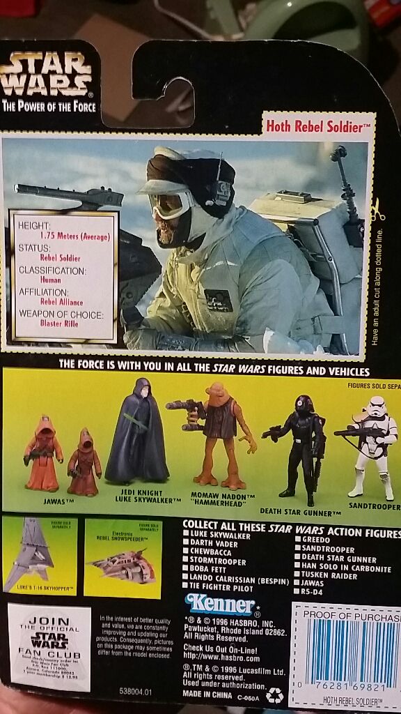 Hoth Rebel Soldier - Kenner (POTF2 3.75” 1997- 8: Green) action figure collectible [Barcode 0076281698212] - Main Image 2