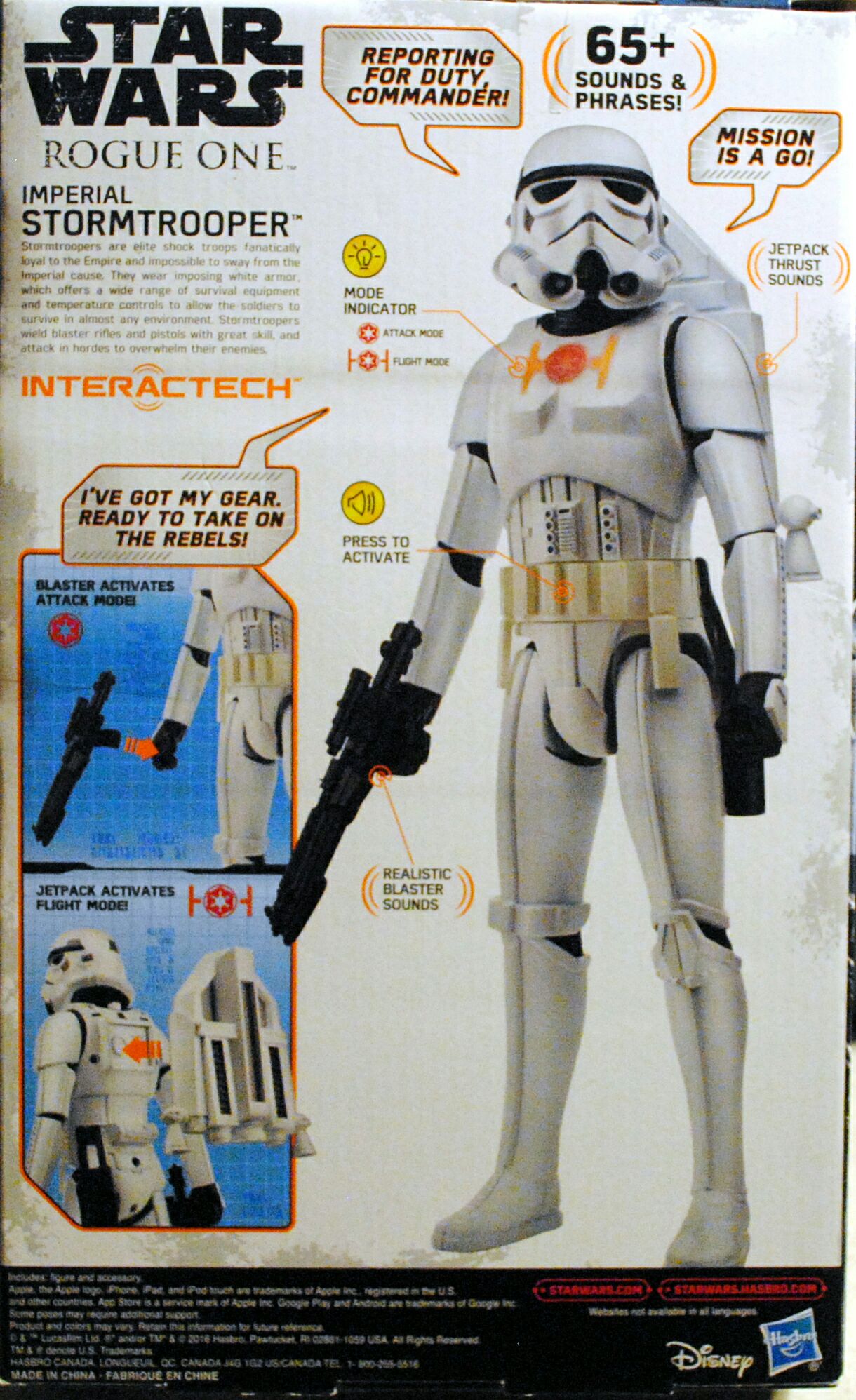 Interactech Star Wars 12 inch Imperial Stormtrer - Hasbro (Rouge One a Star Wars Story) action figure collectible [Barcode 0630509465576] - Main Image 2