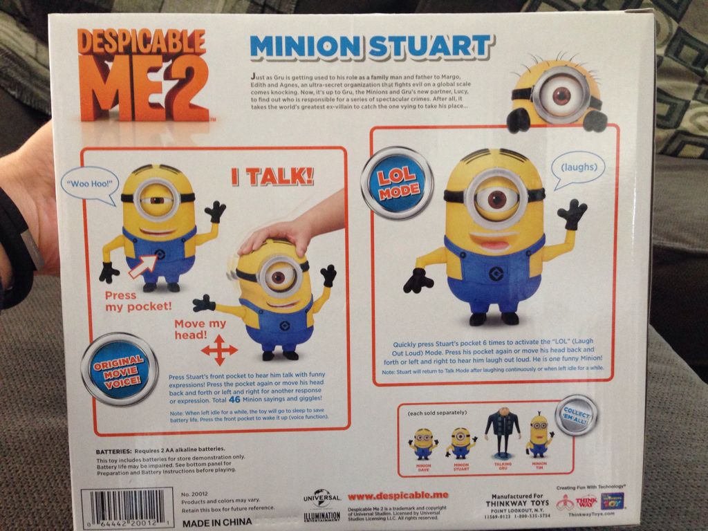 Minion Stuart - Thinkway Toys (Despicable Me 2) action figure collectible [Barcode 064442200121] - Main Image 2