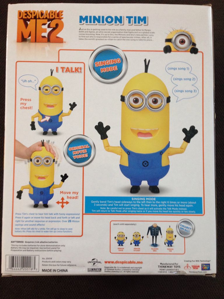 Minion Tim - Thinkway Toys (Despicable Me 2) action figure collectible [Barcode 064442200183] - Main Image 2