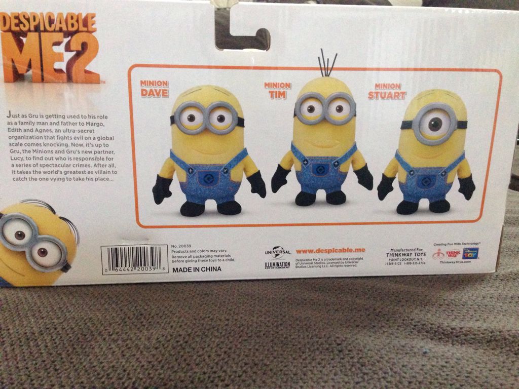 Minions Stuart, Dave, & Tim - Thinkway Toys (Despicable Me 2) action figure collectible [Barcode 064442200398] - Main Image 2