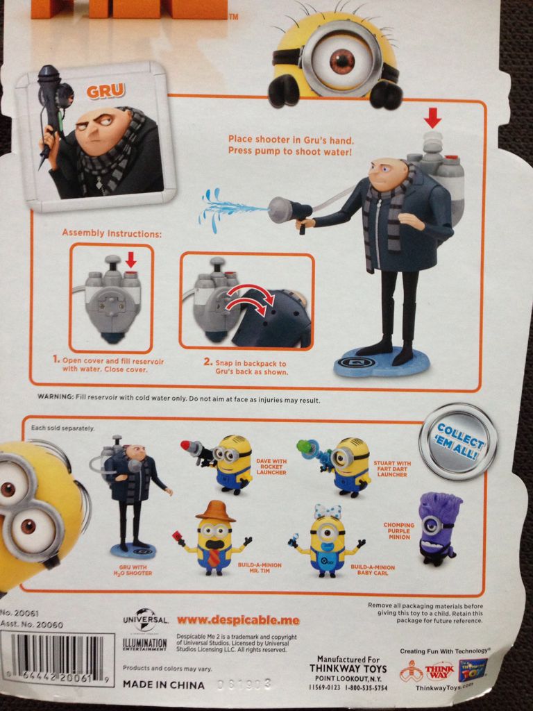Despicable Me - 2 Gru With H2O Shooter - Thinkway Toys (Movies) action figure collectible [Barcode 064442200619] - Main Image 2