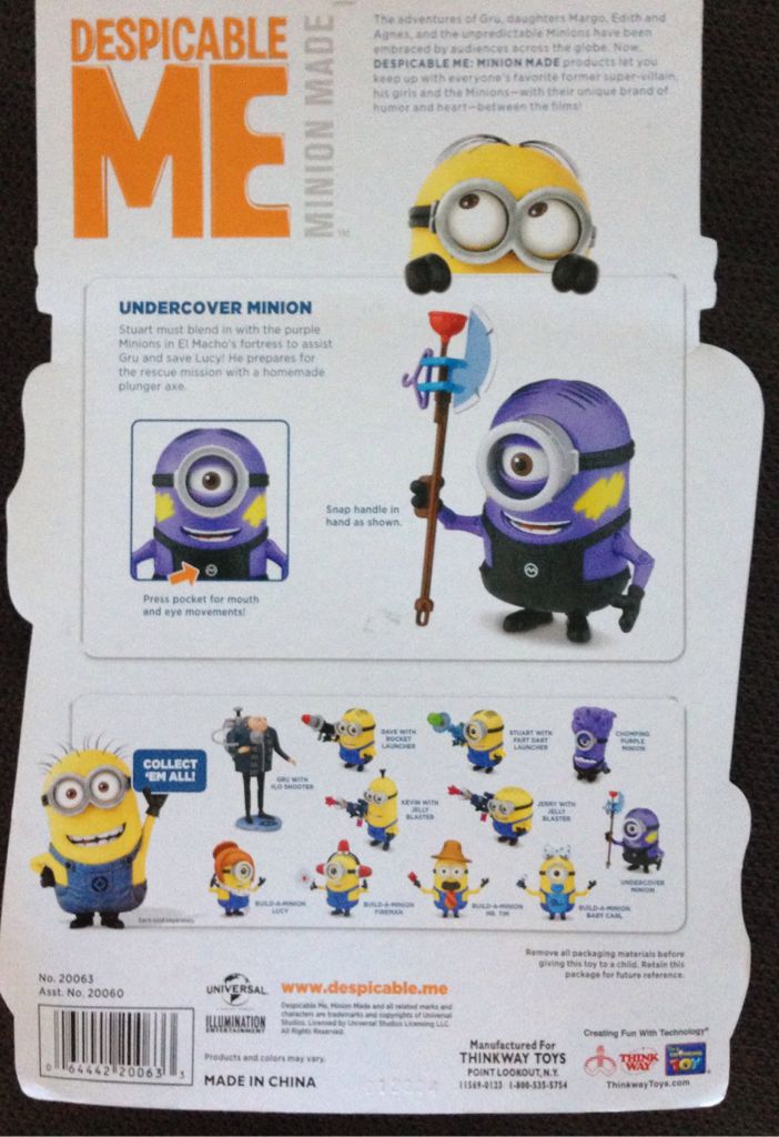 Undercover Minion Stuart  - Thinkway Toys (Despicable Me) action figure collectible [Barcode 064442200633] - Main Image 2