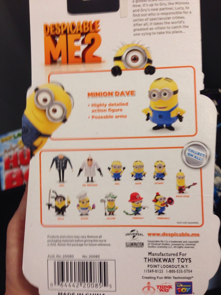 Despicable Me 2 - Minion Dave - Thinkway Toys (Movies) action figure collectible [Barcode 064442200855] - Main Image 2
