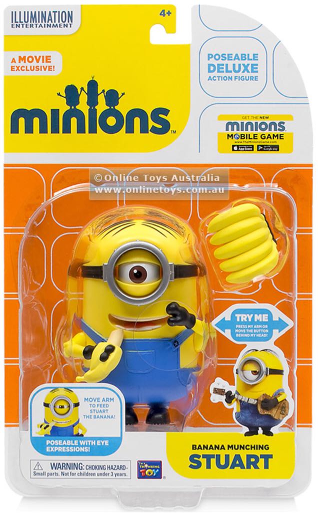 Minions Movie Banana Munching Stuart - Thinkway Toys (Minions) action figure collectible [Barcode 064442201845] - Main Image 1