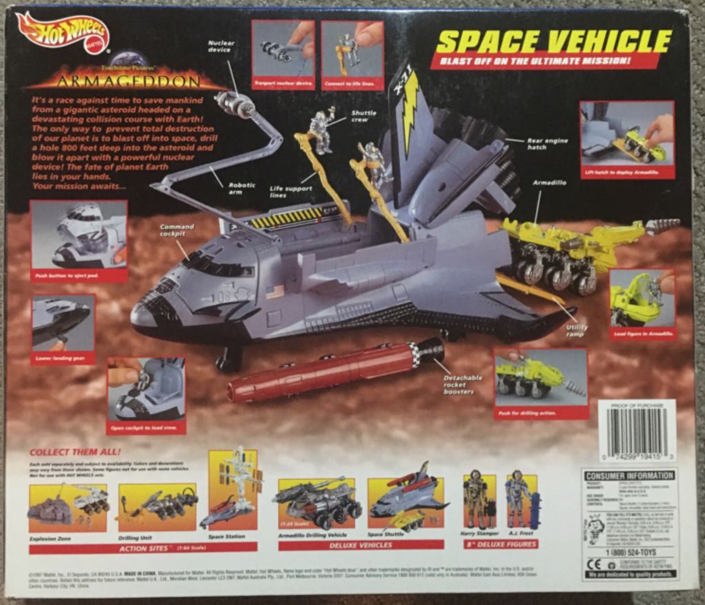 Hot Wheels Armageddon Space Shuttle - Mattel (Touchstone Pictures’ Armageddon) action figure collectible [Barcode 074299194153] - Main Image 2