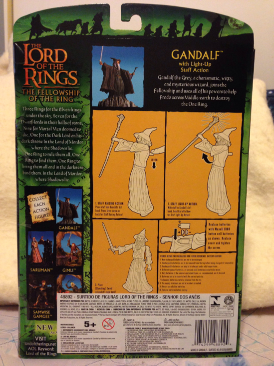HdR: Gandalf (with Light-Up Staff Action) - Toy Biz Inc (The Lord Of The Rings, The Fellowship Of The Ring) action figure collectible [Barcode 074299488924] - Main Image 2