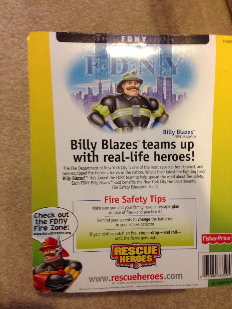 Rescue Heroes Billy Blazes FDNY - Fisher-price (Rescue Heroes) action figure collectible [Barcode 075380783294] - Main Image 2