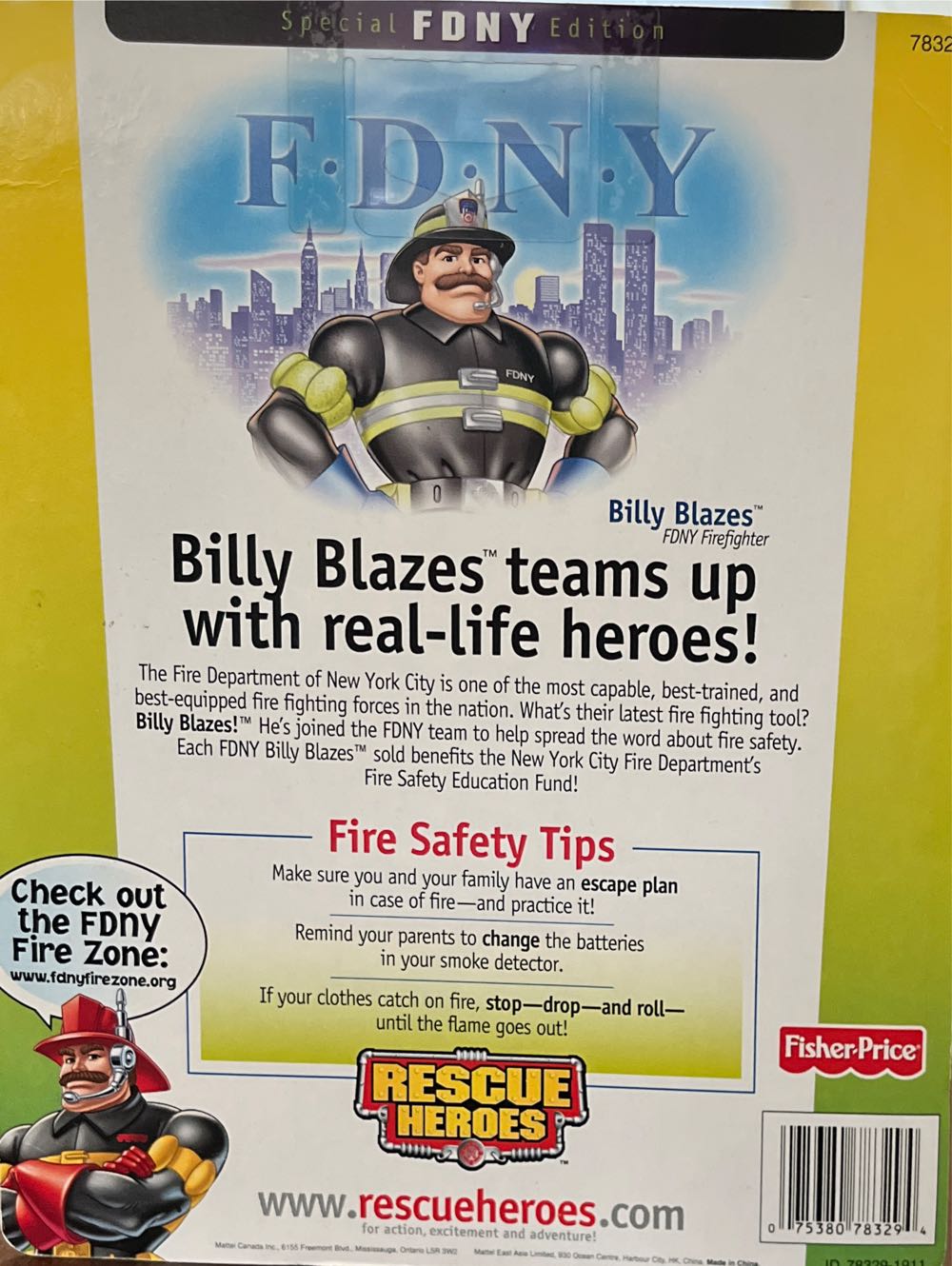 Rescue Heroes Billy Blazes FDNY - Fisher-price (Rescue Heroes) action figure collectible [Barcode 075380783294] - Main Image 3