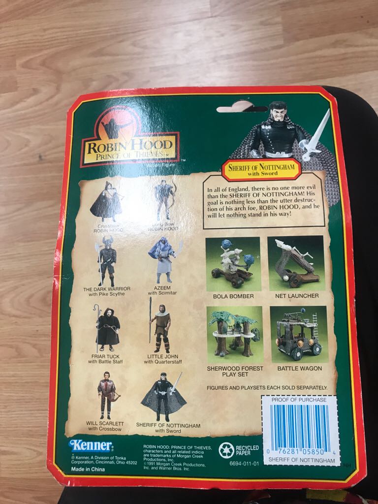 Robin Hood - Sheriff of Nottingham - Kenner (Robin Hood Prince Of Thieves) action figure collectible [Barcode 076281058504] - Main Image 2
