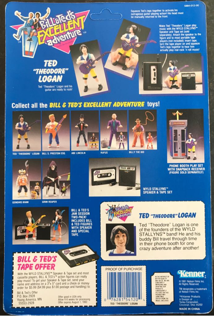 Ted “Theodore” Logan - Kenner (Bill & Ted’s Excellent Adventure) action figure collectible [Barcode 076281541204] - Main Image 2