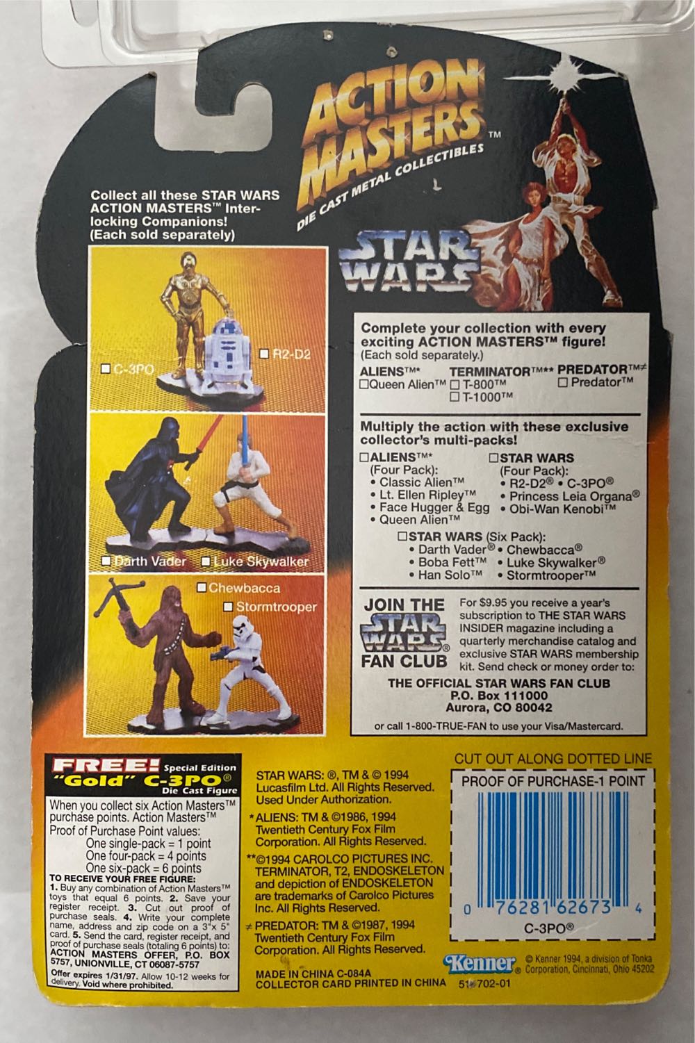 Action Masters C-3PO - Kenner (Action Masters) action figure collectible [Barcode 076281626734] - Main Image 3