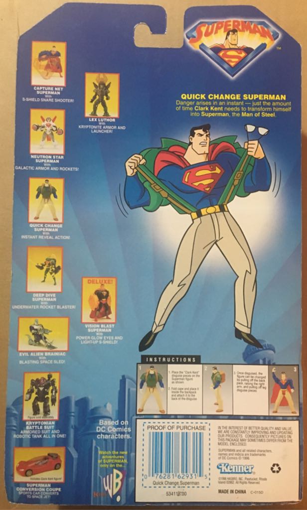 Superman [Quick Change] - Kenner (Superman - Animated Series) action figure collectible [Barcode 076281629315] - Main Image 2