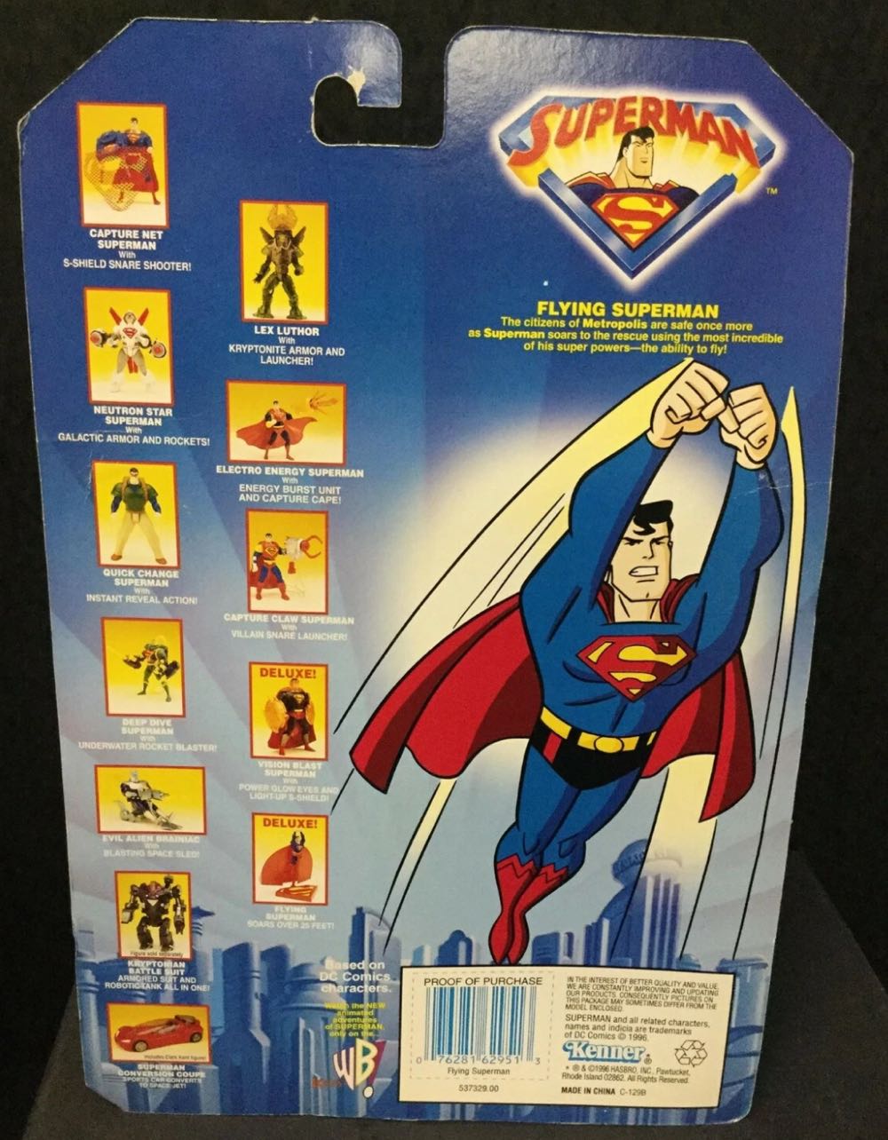 Deluxe Flying Superman with Aerodynamic Cape - Kenner (Superman The Animated Series) action figure collectible [Barcode 076281629513] - Main Image 2