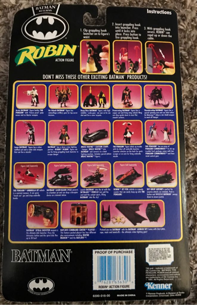 Robin (With Launching Grappling Hook) - Kenner / DC Comics (DC Comics / Batman) action figure collectible [Barcode 076281636306] - Main Image 2