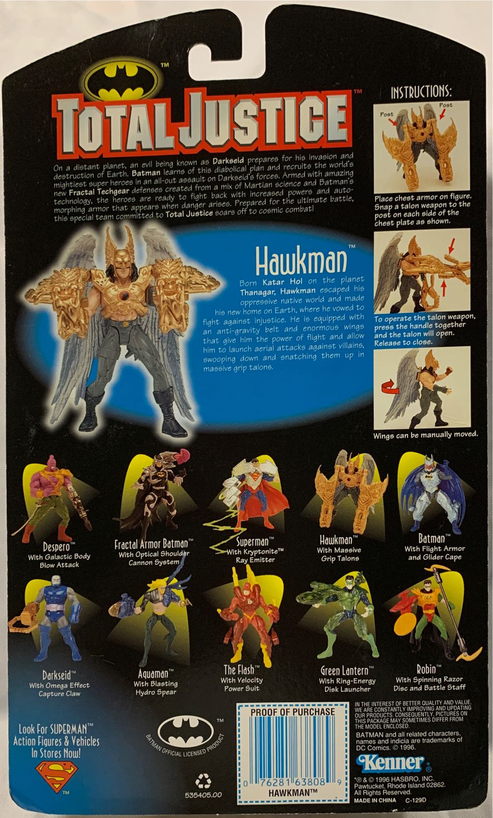 Total Justice: Hawkman - Kenner (Total Justice) action figure collectible [Barcode 076281638089] - Main Image 4