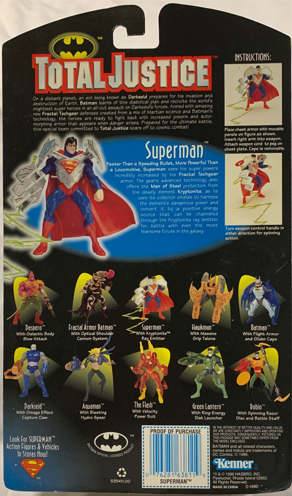 Superman with Kryptonite Ray Emitter - Kenner (Total Justice) action figure collectible [Barcode 076281638119] - Main Image 3