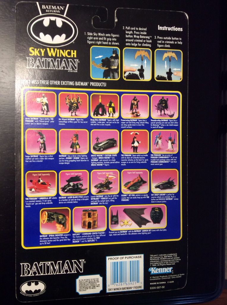 Sky Winch Batman - Kenner (Batman Returns) action figure collectible [Barcode 076281639215] - Main Image 2
