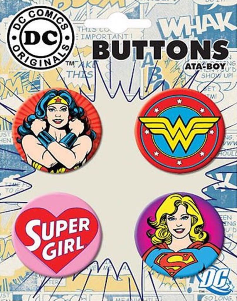 WONDER WOMAN & SUPERGIRL Button Set - ATA-BOY (DC Comics Originals) action figure collectible [Barcode 008215811954] - Main Image 1
