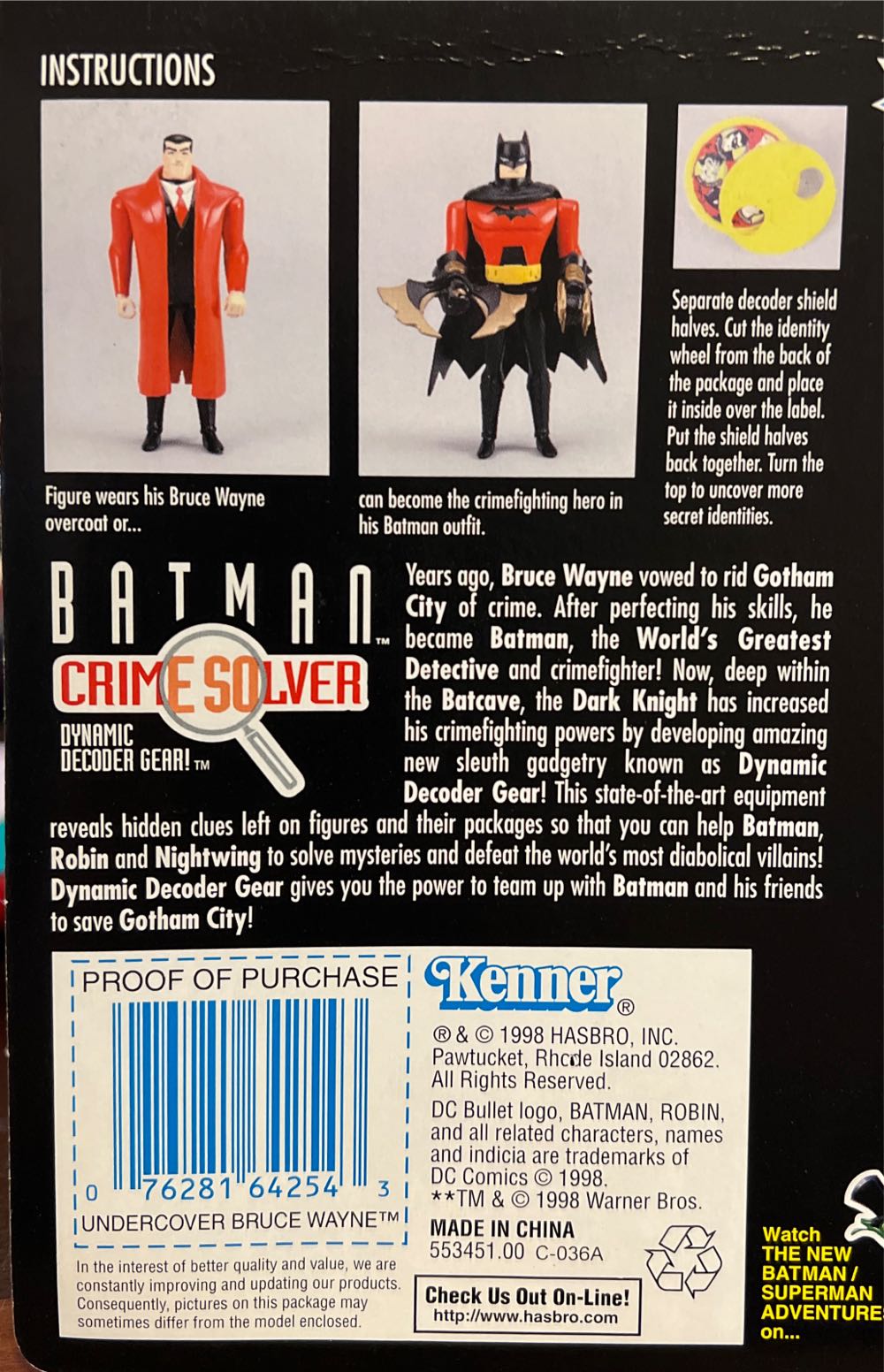 Undercover Bruce Wayne W Bat Armor & Villain Decoder - Kenner (The New Batman Adventures) action figure collectible [Barcode 076281642543] - Main Image 3