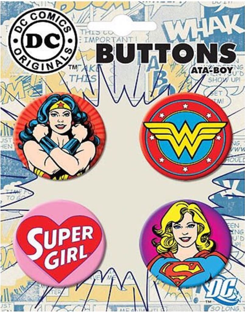 WODER WOMAN / SUPERGIRL Button Set - ATA-BOY (DC Comics Originals) action figure collectible [Barcode 008215840862] - Main Image 1