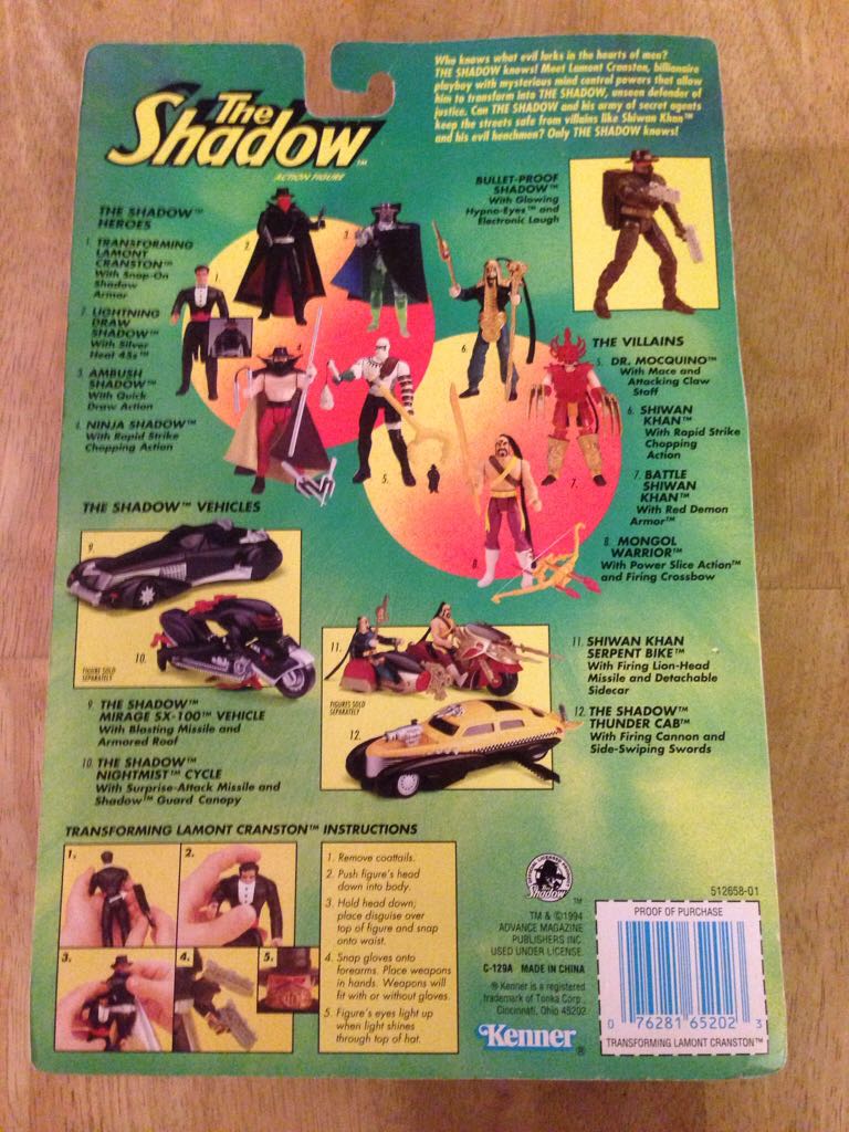 Transforming Lamont Cranston - Kenner (The Shadow) action figure collectible [Barcode 076281652023] - Main Image 2
