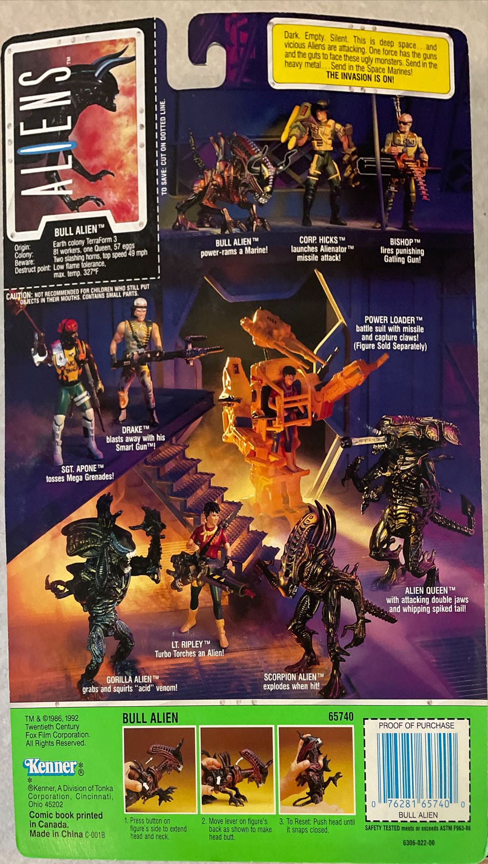 Bull Alien with Face Hugger - Kenner (Aliens) action figure collectible [Barcode 076281657400] - Main Image 3