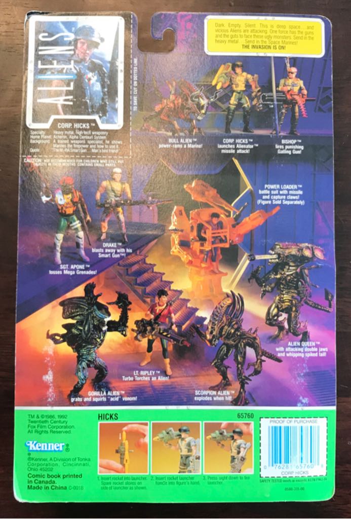 Corp. Hicks (Space Marine) - Kenner (Aliens) action figure collectible [Barcode 076281657608] - Main Image 2