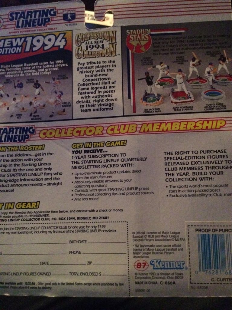 Chad Curtis - Hasbo / Kenner (Baseball) action figure collectible [Barcode 076281683386] - Main Image 2