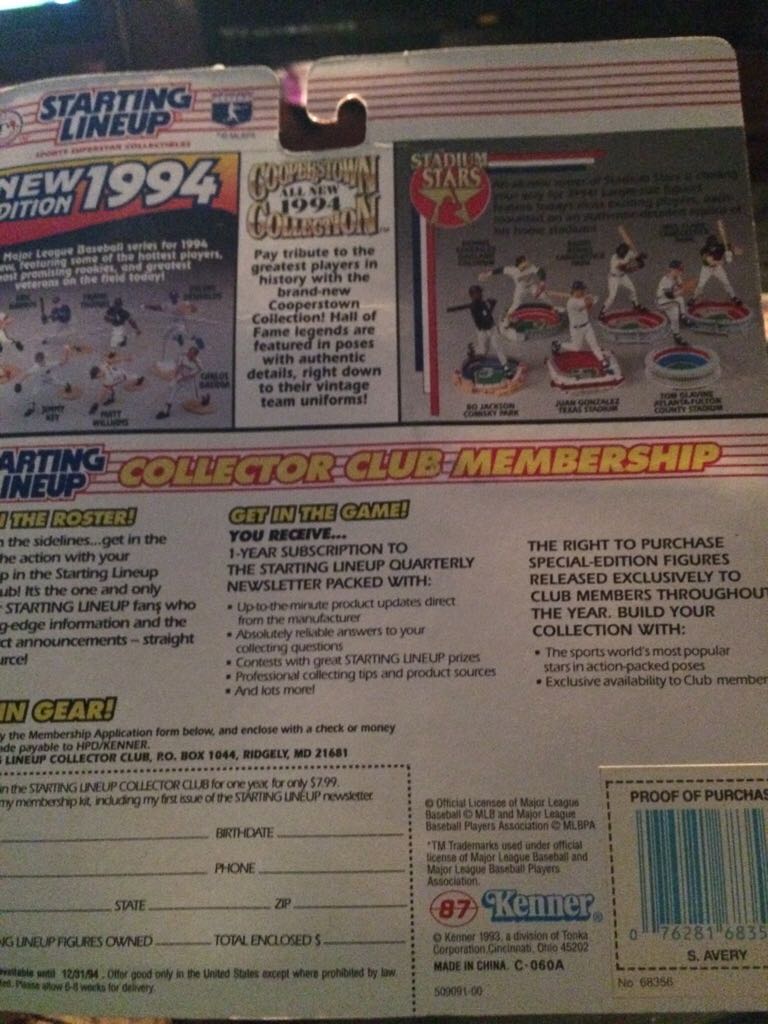 Steve Avery - Hasbo / Kenner (Baseball) action figure collectible [Barcode 076281683560] - Main Image 2