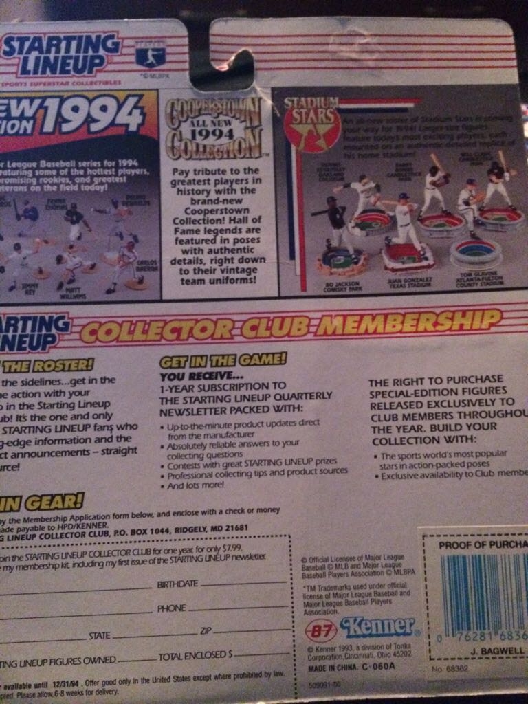 Jeff Bagwell - Hasbo / Kenner (Baseball) action figure collectible [Barcode 076281683621] - Main Image 2