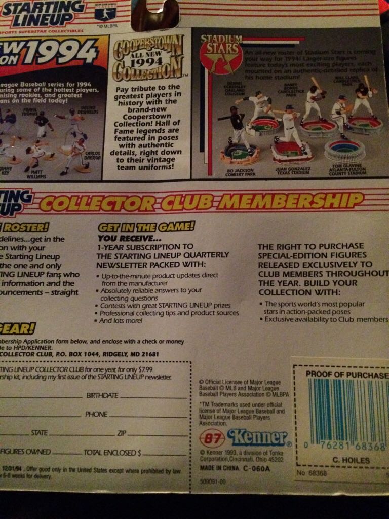 Chris Hoiles - Hasbo / Kenner (Baseball) action figure collectible [Barcode 076281683683] - Main Image 2