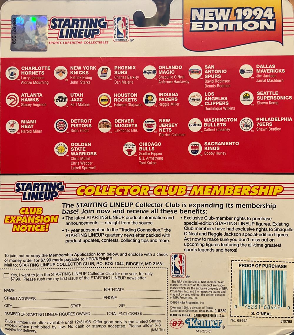 Starting Lineup Shaquille O’Neal Orlando Magic - Kenner action figure collectible [Barcode 076281684420] - Main Image 2