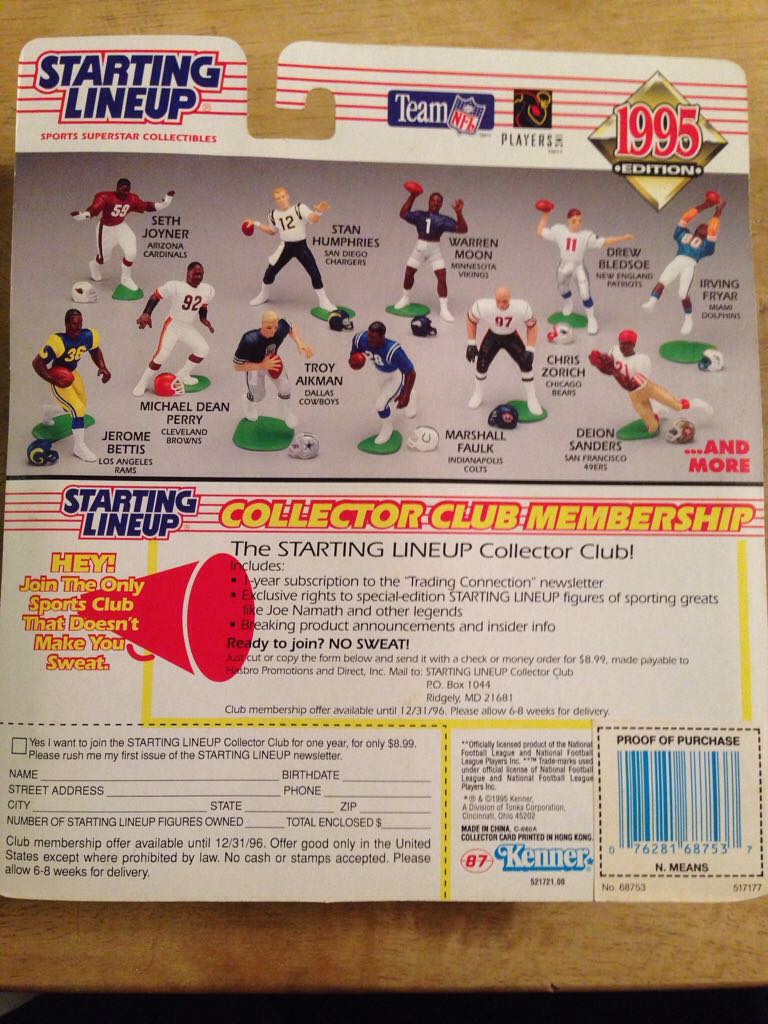 STARTING LINEUP "NATRONE MEANS” - Kenner (FOOTBALL) action figure collectible [Barcode 076281687537] - Main Image 2