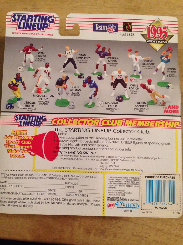STARTING LINEUP "MARSHALL FAULK”  (FOOTBALL) action figure collectible [Barcode 076281687544] - Main Image 2
