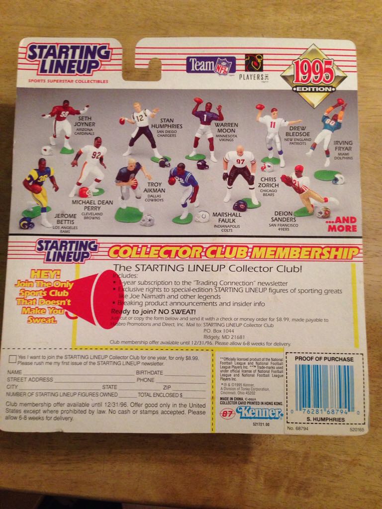 Stan Humphries  (Starting Lineup Football) action figure collectible [Barcode 076281687940] - Main Image 2