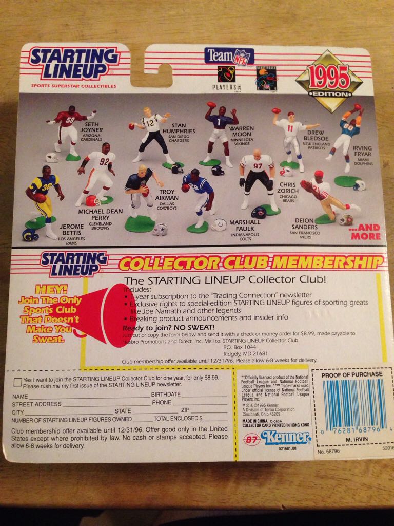 STARTING LINEUP "MICHAEL IRVIN”  (FOOTBALL) action figure collectible [Barcode 076281687964] - Main Image 2