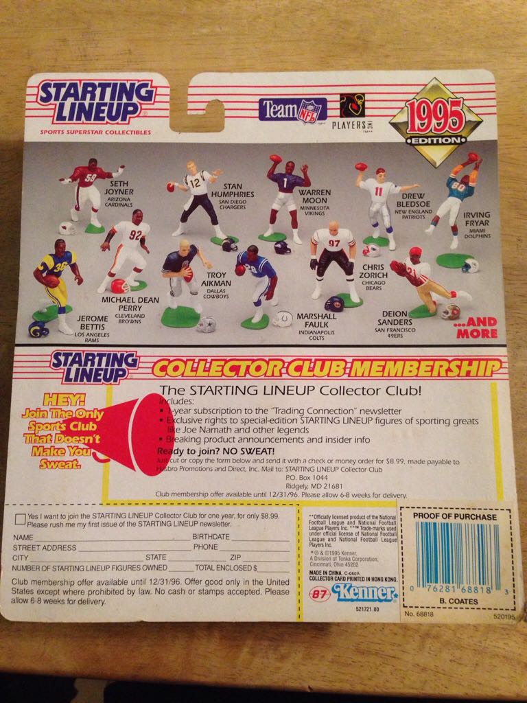 STARTING LINEUP "BEN COATES”  (FOOTBALL) action figure collectible [Barcode 076281688183] - Main Image 2