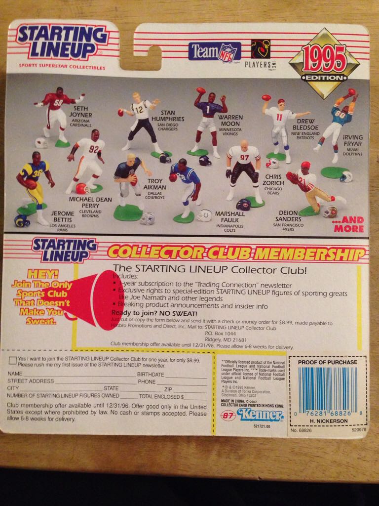 STARTING LINEUP "HARDY NICKERSON”  (FOOTBALL) action figure collectible [Barcode 076281688268] - Main Image 2